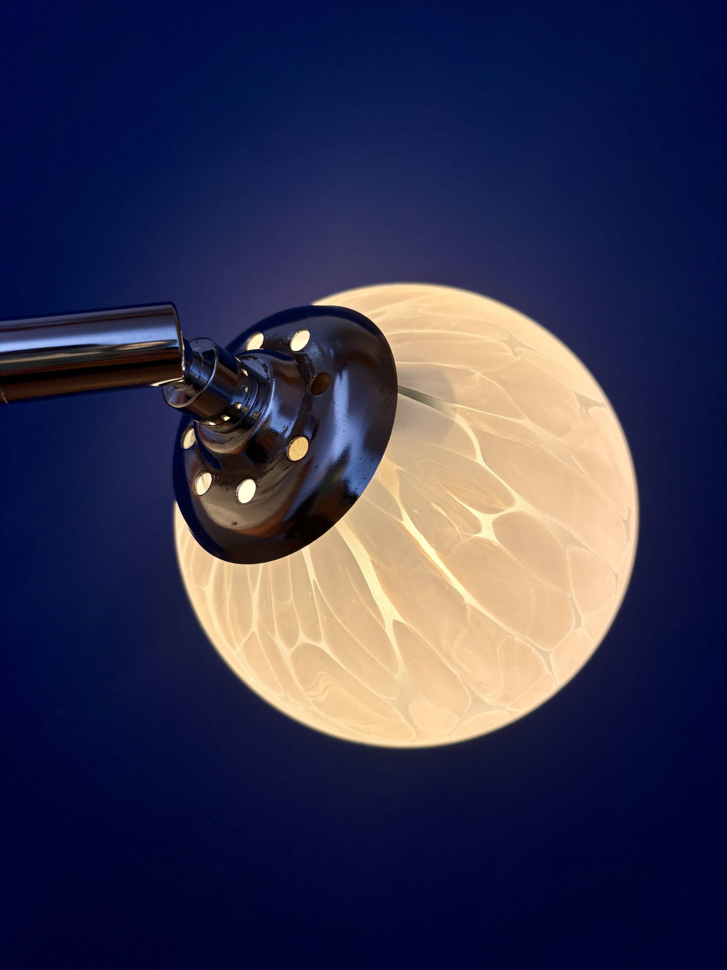 Vintage glass globe wall light from Clichy, white.