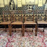 Ensemble table et 4 chaises en bois effet bambou