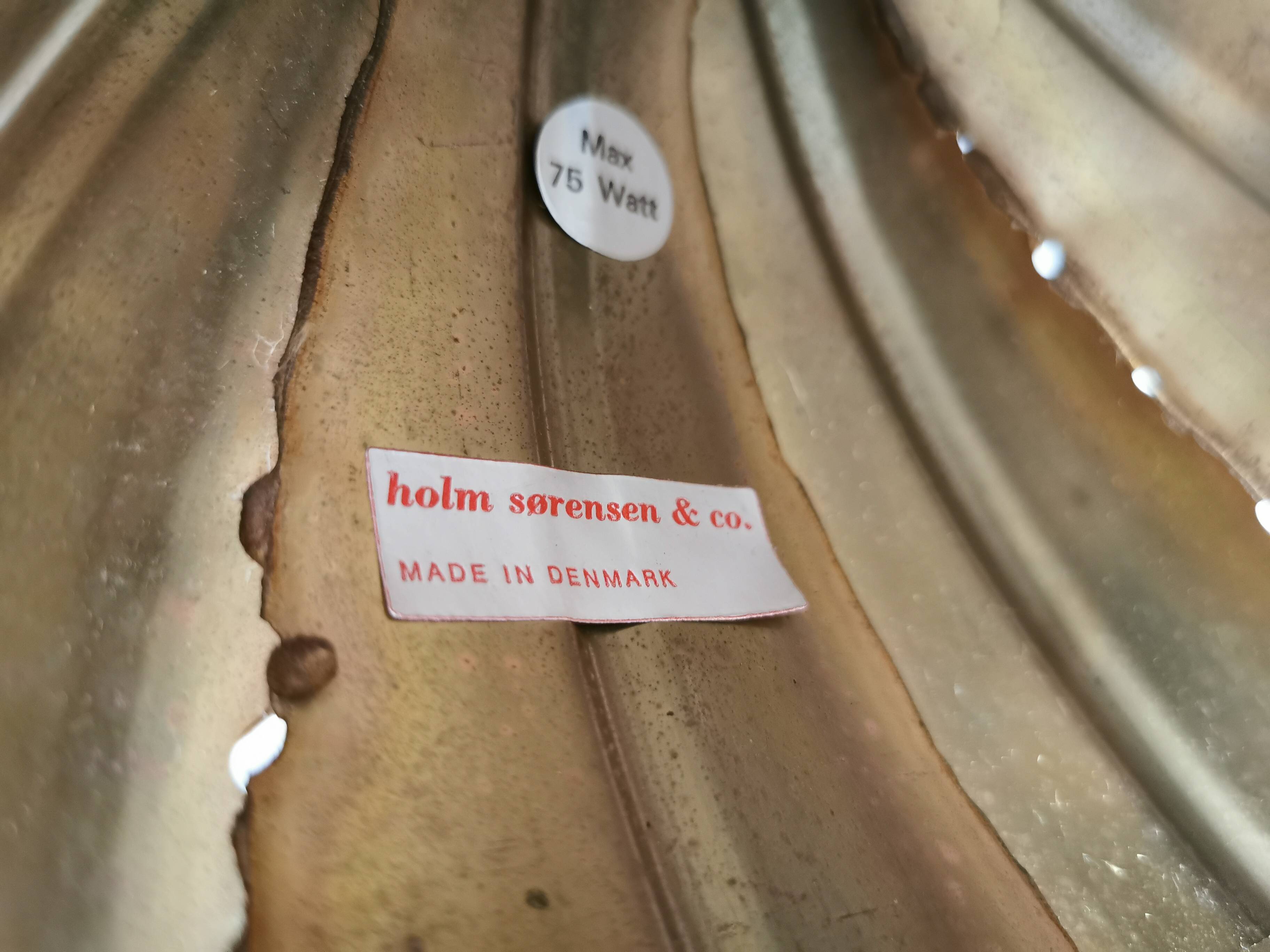 Brutalist flame-cut brass hanging lamp, by Svend Aage Holm Sørensen (SAHS)