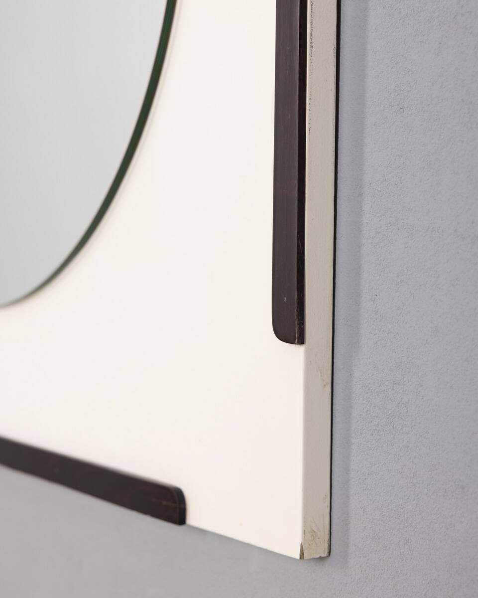 Miroir mural en bois vintage par les Sbrilli Fratelli, années 1970