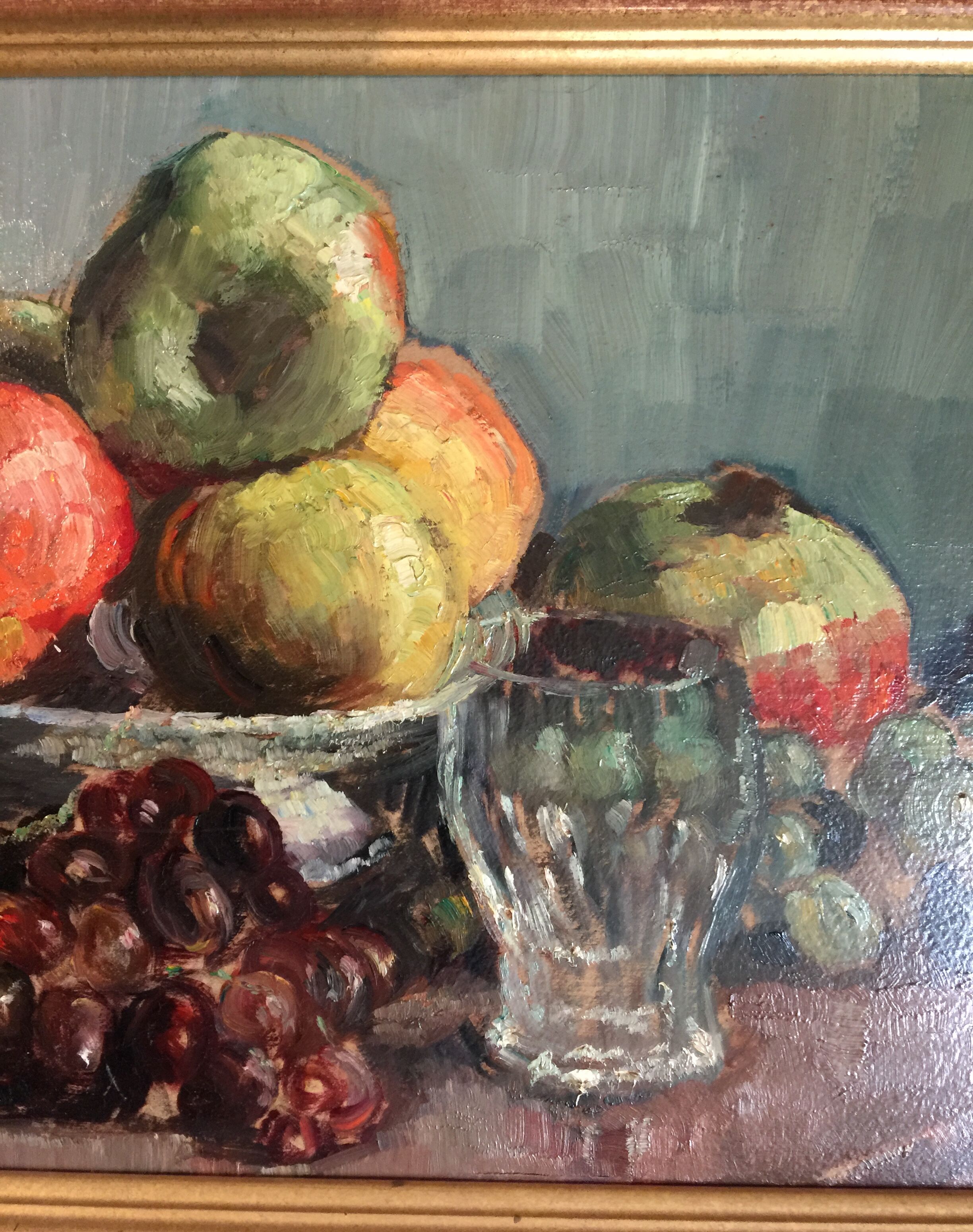 Original oil signed "Dead Nature at the Fruit Cup"