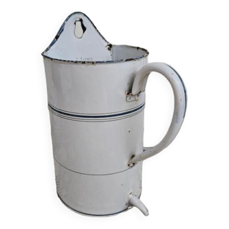 Old white enamel pot