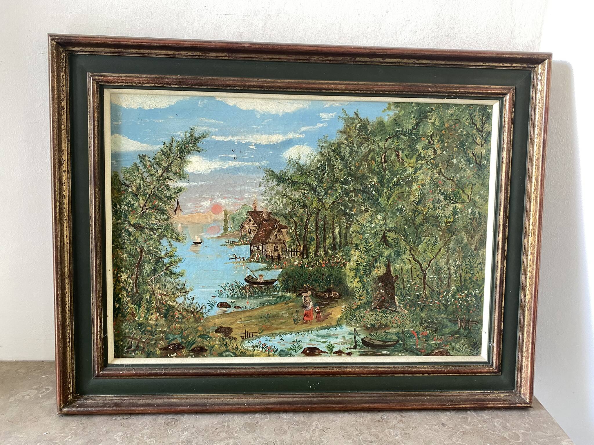 Landscape of houses by the lake