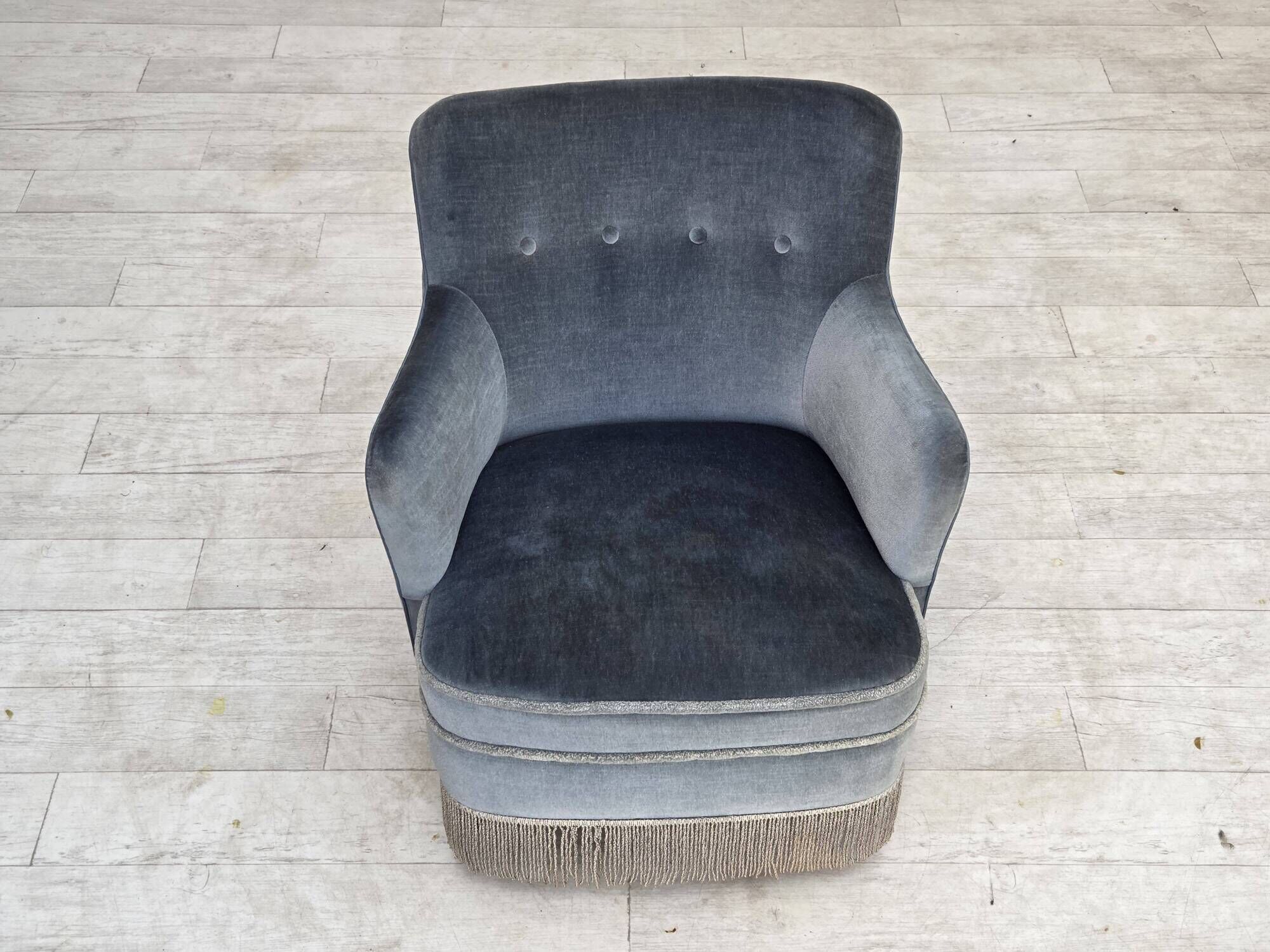 1970s, Danish armchair, furniture velour, beech wood.