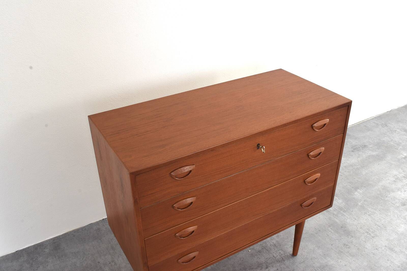 Teak Chest of Drawers by Kai Kristiansen for Feldballes Møbelfabrik, 1960s.