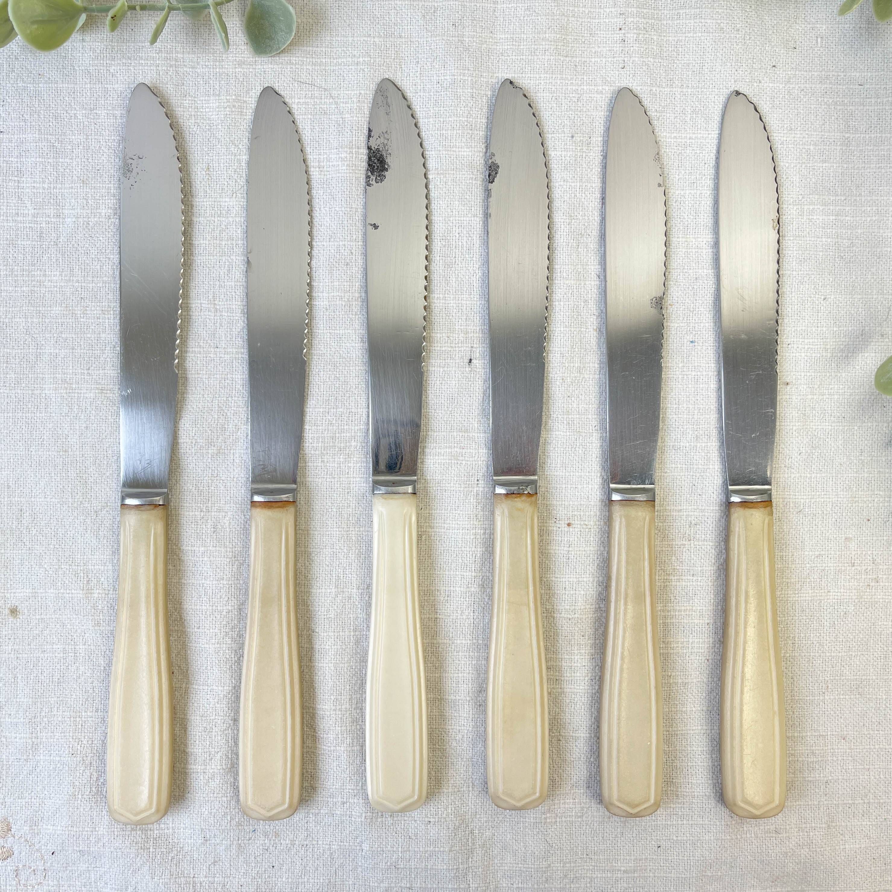 6 vintage Bakelite ivory knives France