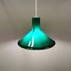 Green glass hanging lamp in double layer glass. Designed by Michael Bang for Holmegaard Denmark 1972