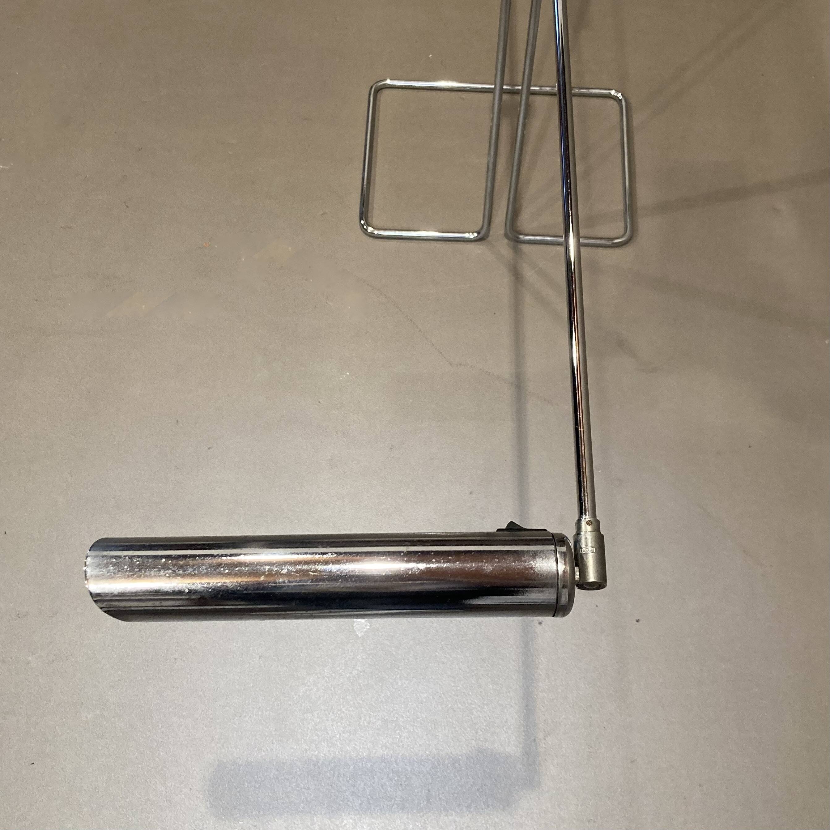 Large modular chrome lamp.