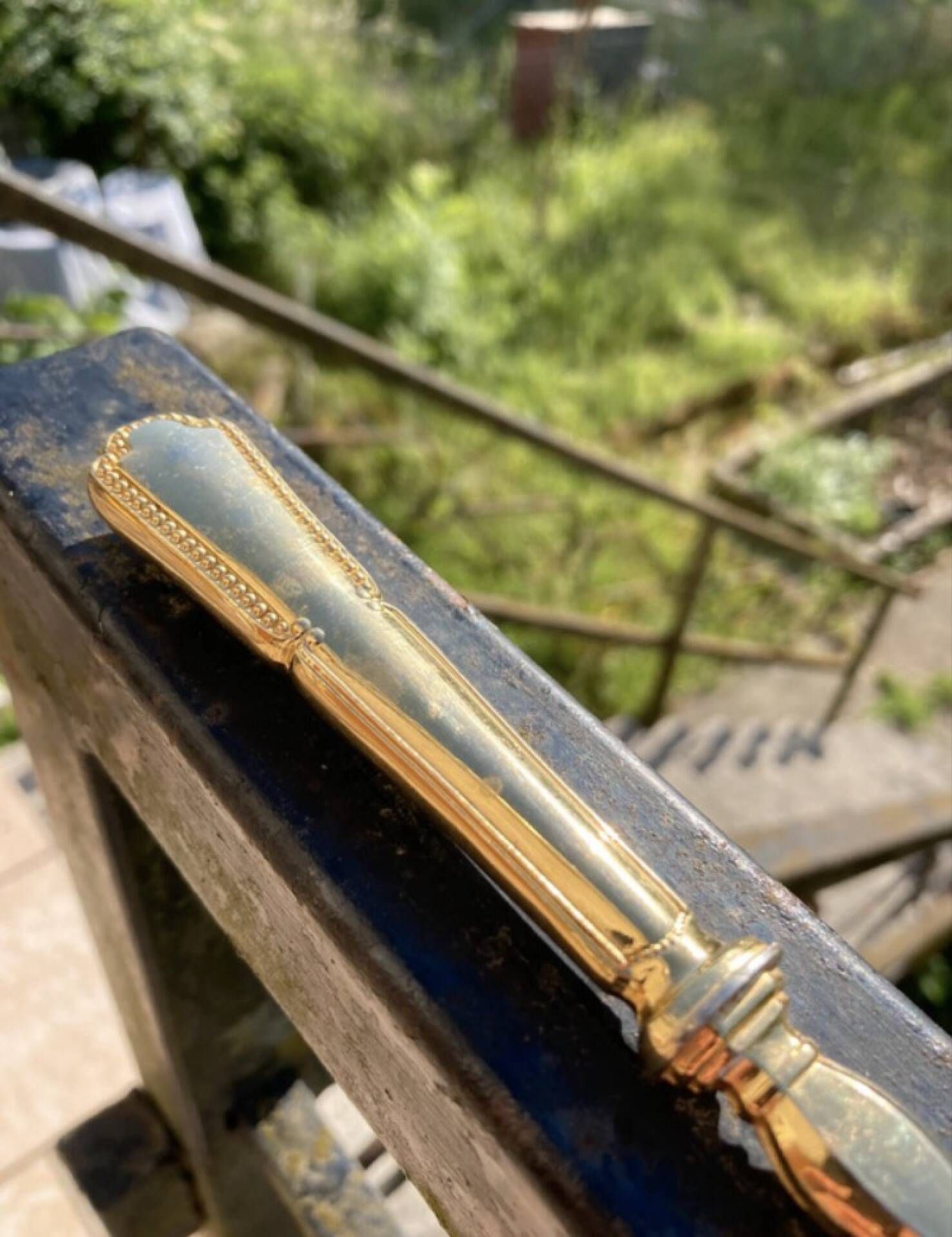 Golden metal pie server