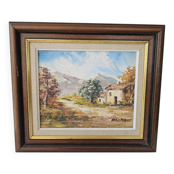 Oil Painting on Canvas Alpine Provence Landscape Signed Bremont