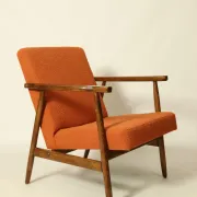 Vintage pumpkin orange lounge chair 1970s restored