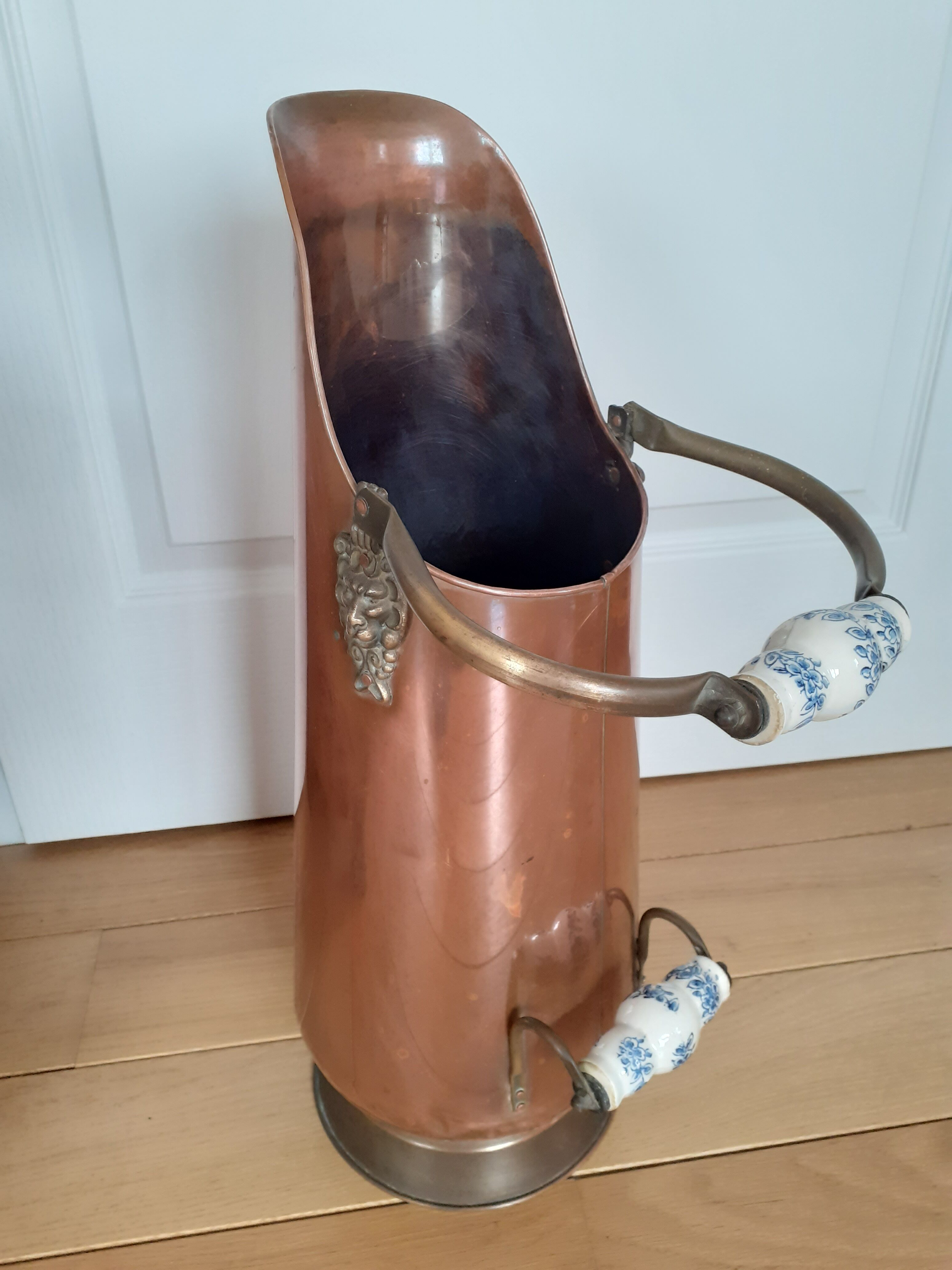 Old copper coal bucket