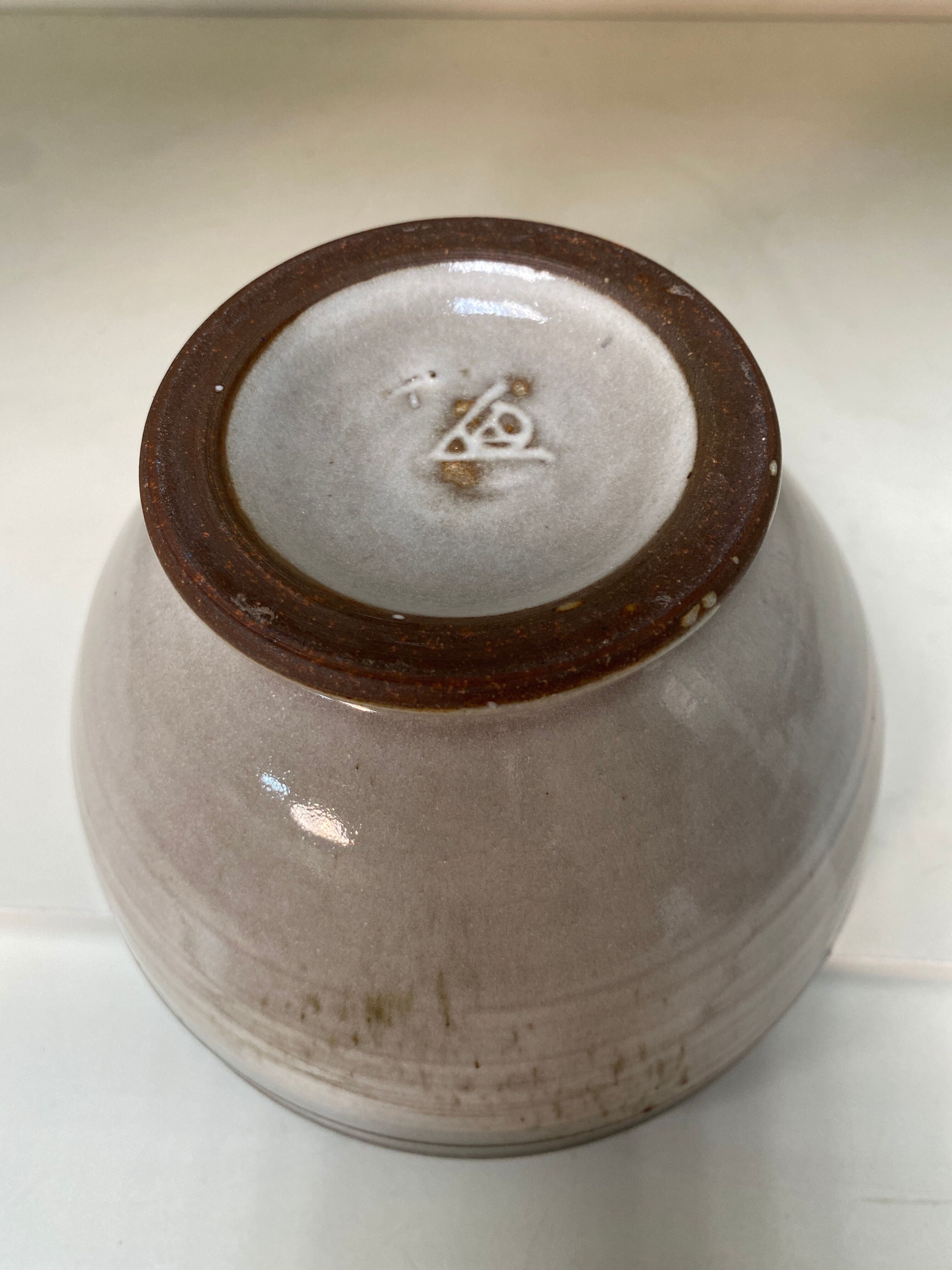 Vintage grey sandstone bowl signed