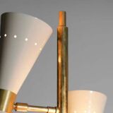 Lampadaire en laiton de style italien du milieu du siècle avec base et abat-jour en forme de cône - MCM fait à la main