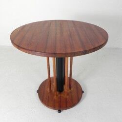 Vintage teak table with 6 narrow and 1 wide style, 1980s.