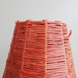 Table lamp with raffia shade on a tripod frame, mid-century lighting