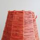 Table lamp with raffia shade on a tripod frame, mid-century lighting