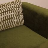 Olive velvet two-seater sofa