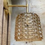 Brass and striated glass wall lamp