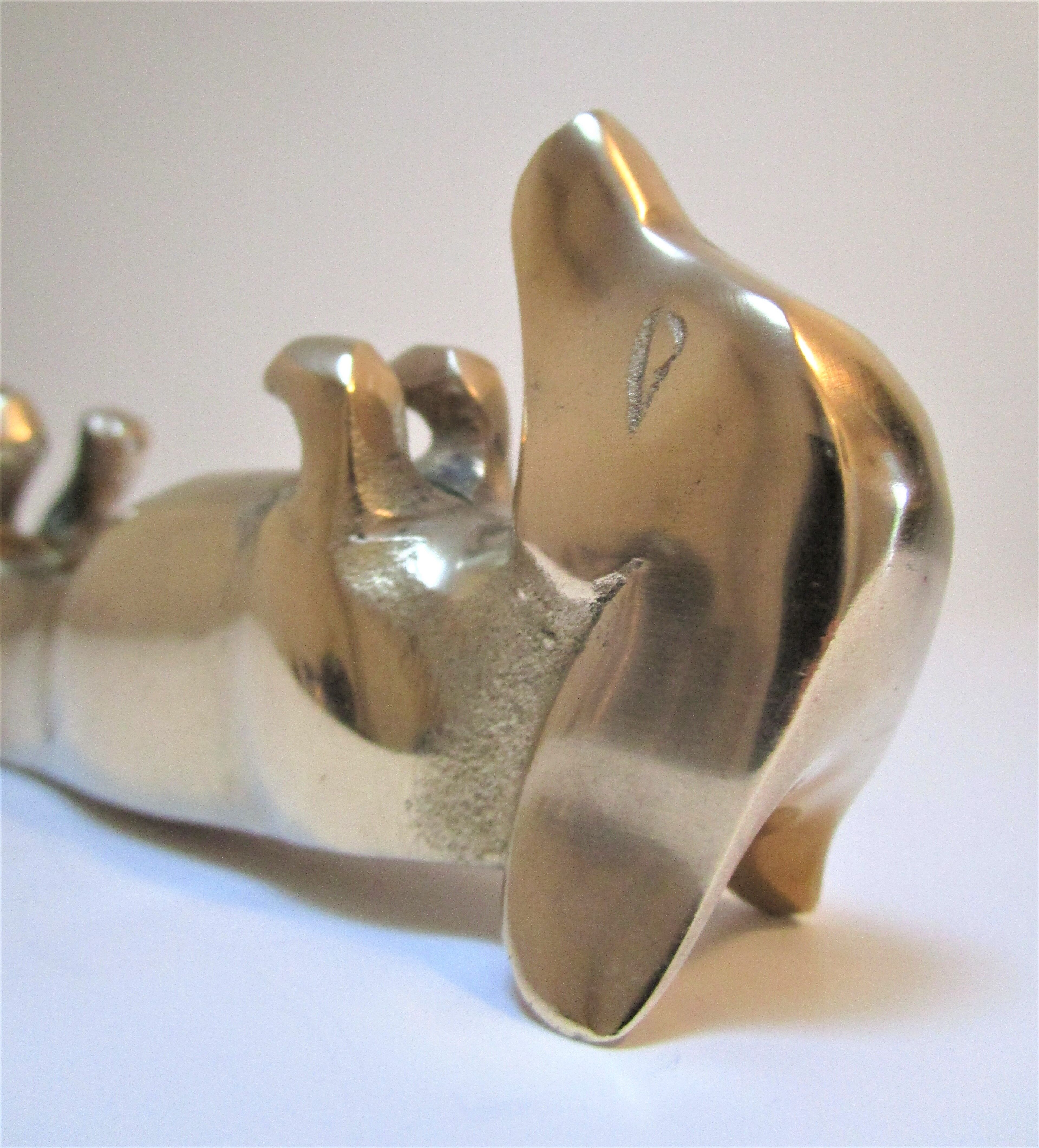 Dachshund solid brass vintage zoomorphic paperweight 60s-70s