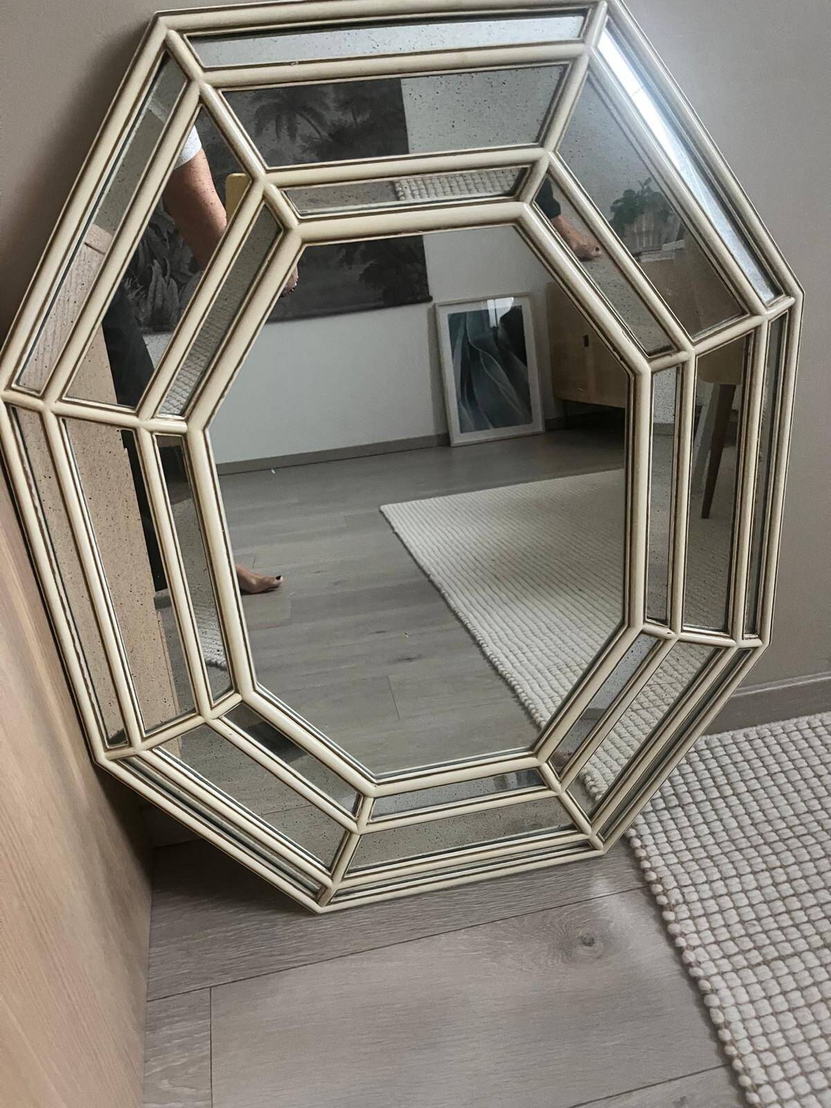 Vintage octagonal faceted mirror, circa 1970-1980.