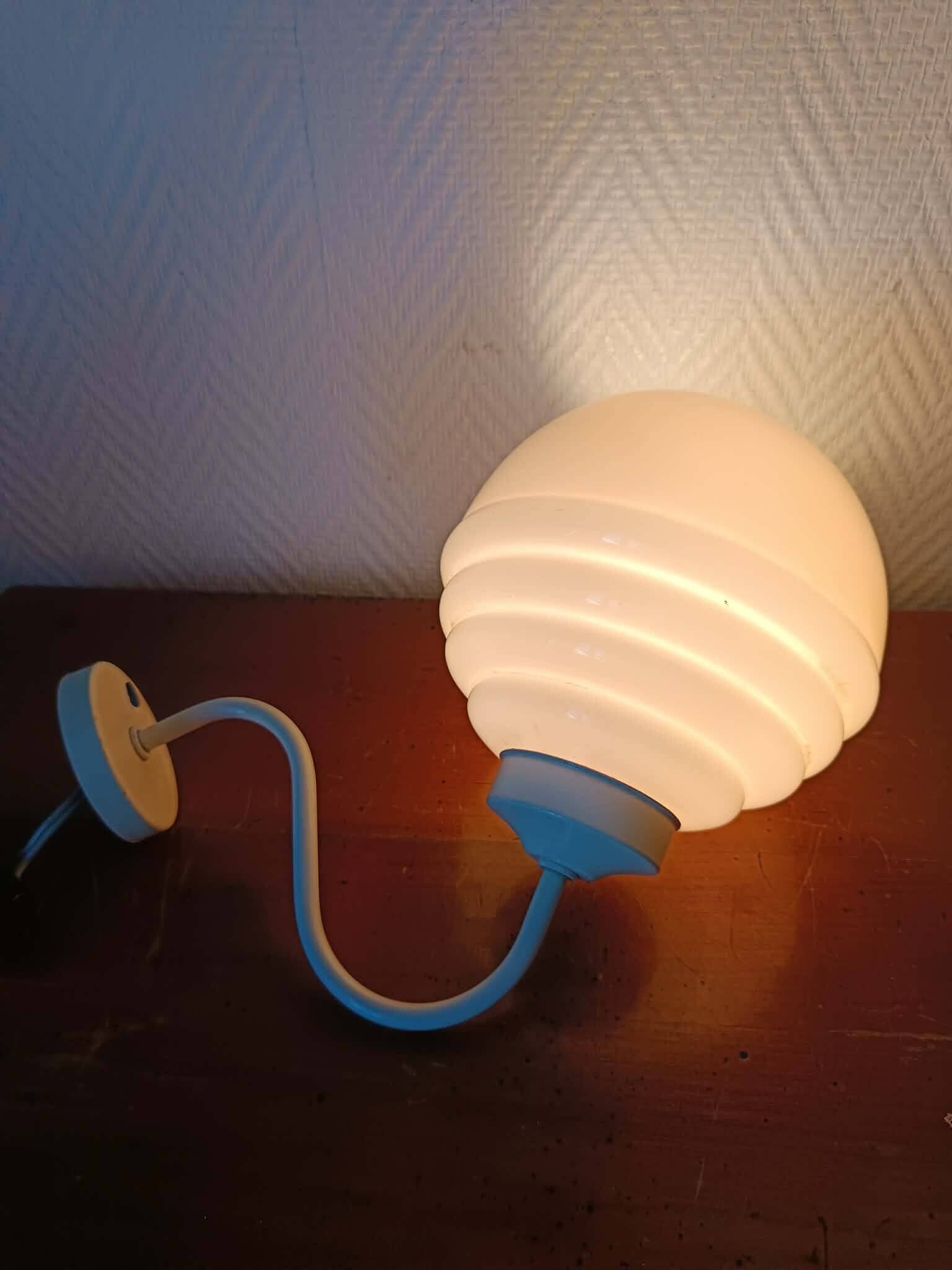 Art Deco pink glass ball wall light