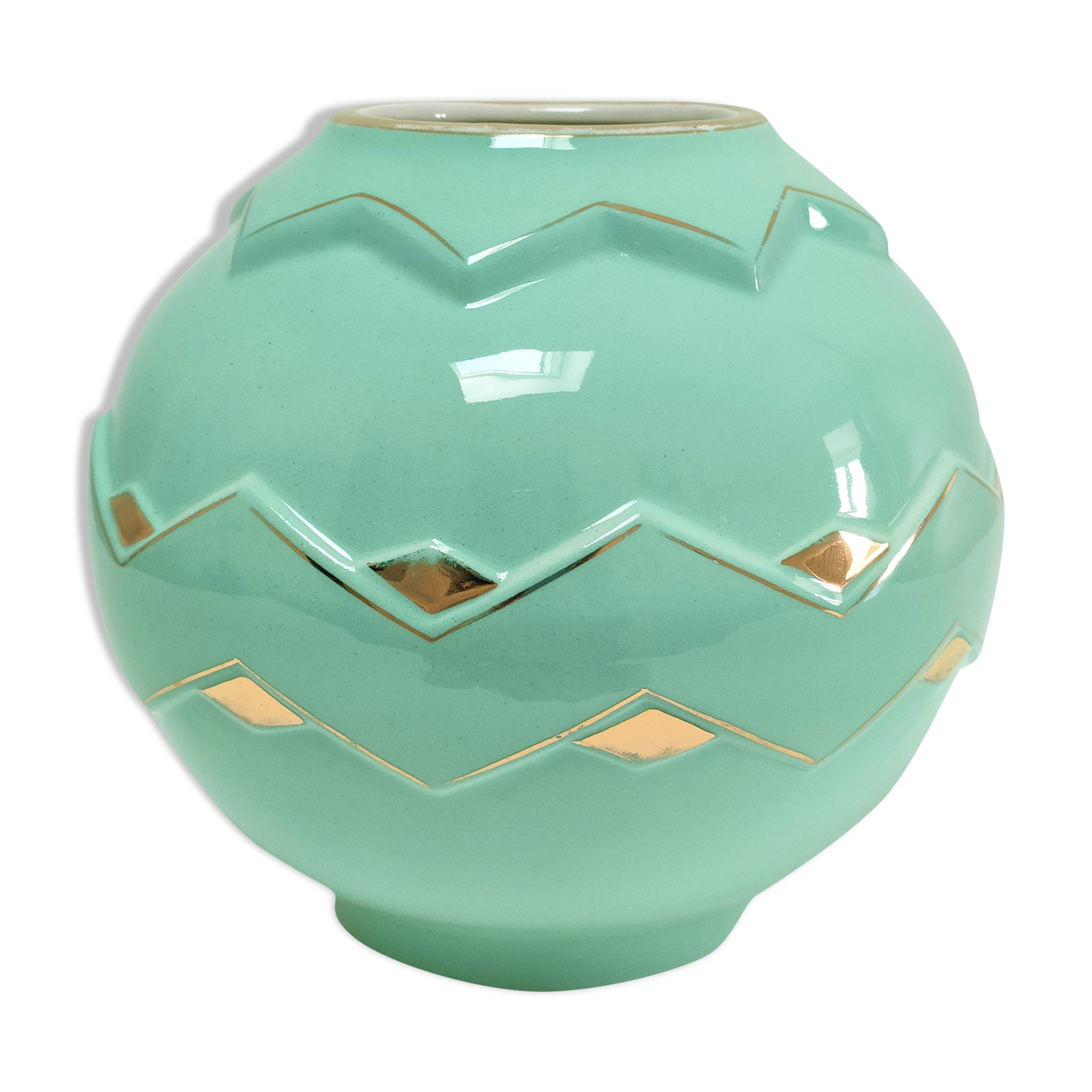Vase boule art déco céramique émaillée moulin des loups