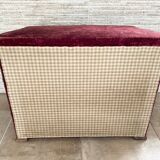 19th century Napoleon III chest, wood and red velvet