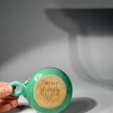 Set of 8 ceramic bowls with leaf decoration, signed Nissy Annecy, vintage