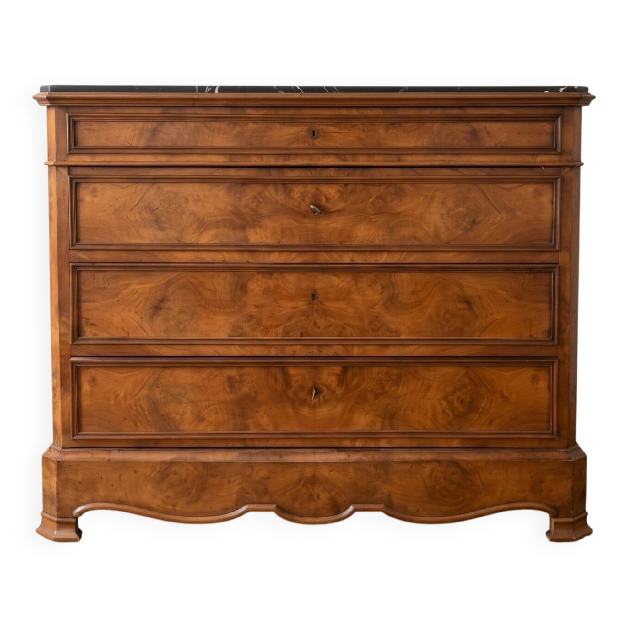 Antique walnut secretary chest with marble top.