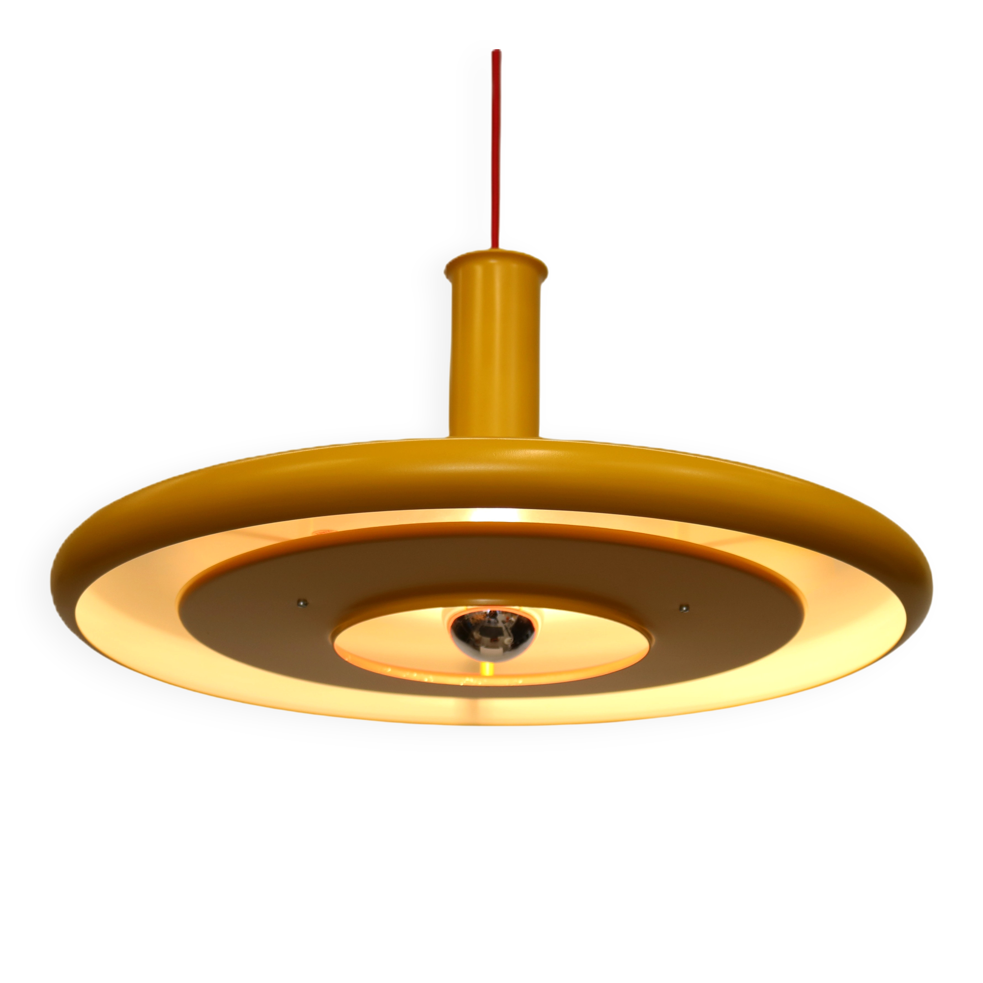 Yellow XL Fog & Morup Optima Pendant Lamp: Hans Due Design, Denmark 1970s