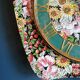 Vintage clock silent wall pendulum "Flowers Cherries"