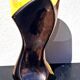 Bicolour yellow and black vase, vintage seventies design, Ceramidi