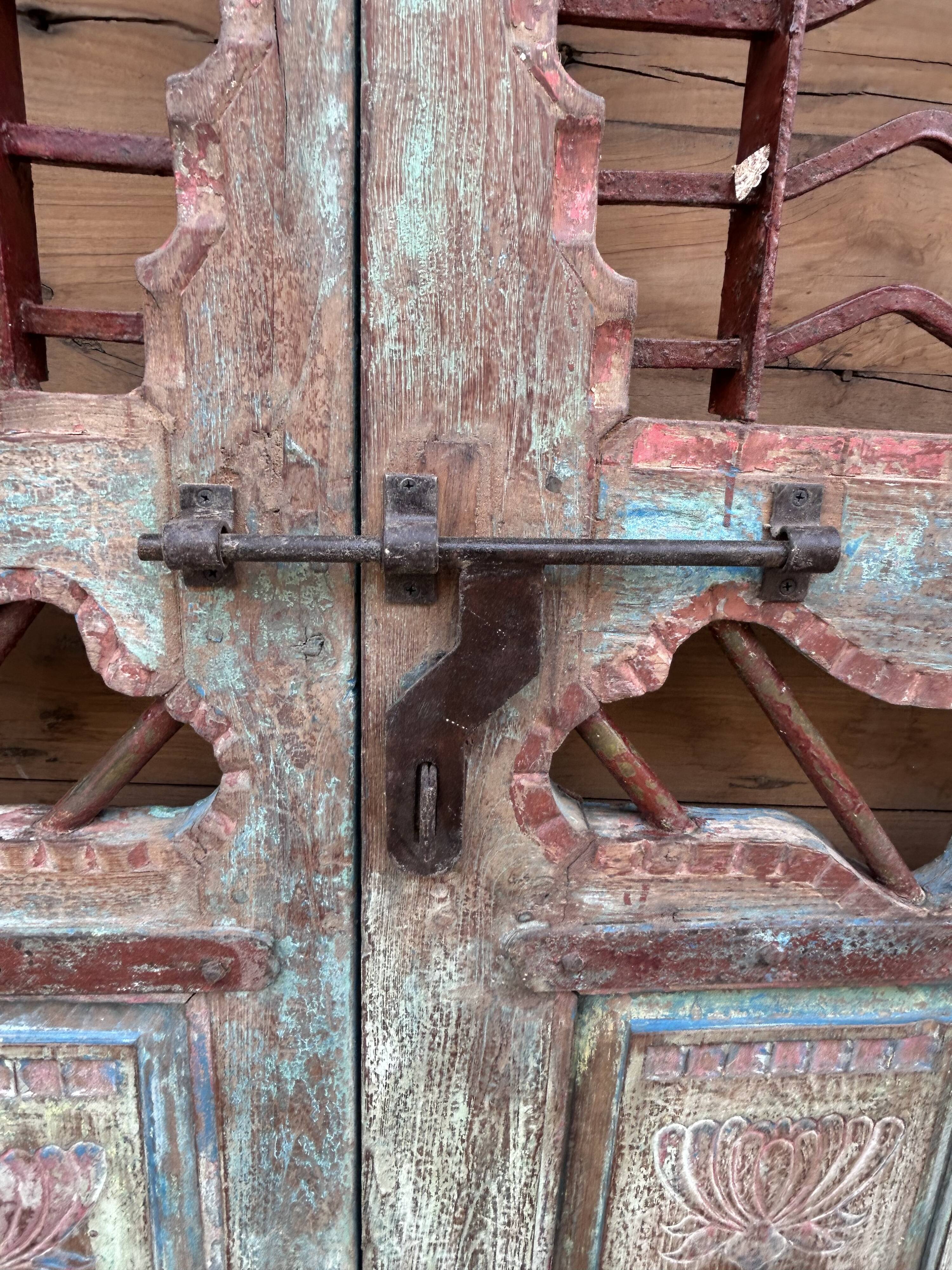 Art Deco patio door in Burmese teak with original patina.
