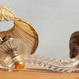 Pair of vintage wall lamps plexi lampshade pleated gold