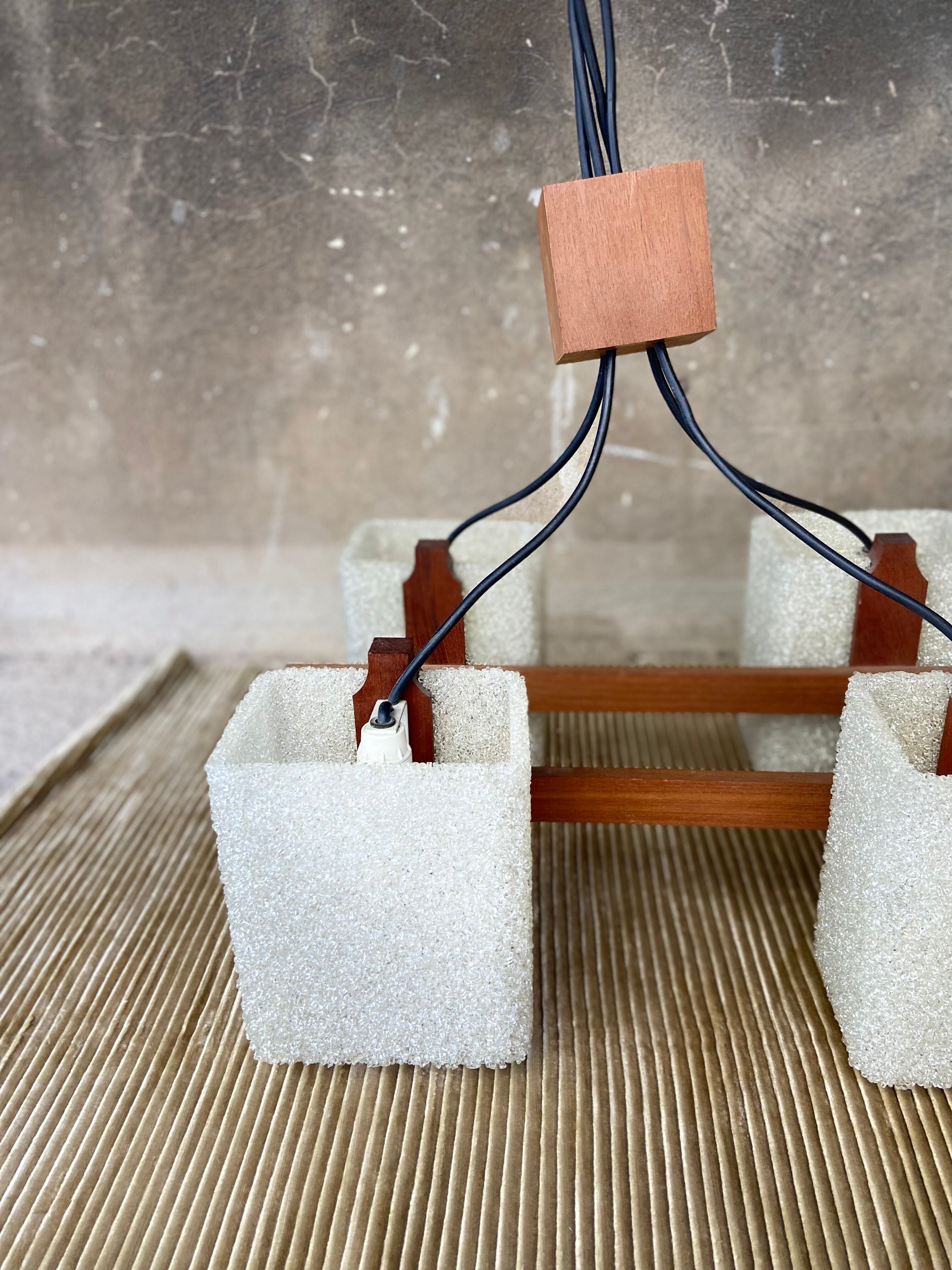 Scandinavian teak pendant chandelier