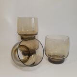 Set of 4 vintage 70s smoked glass water glasses