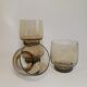 Set of 4 vintage 70s smoked glass water glasses