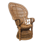 Vintage Peacock armchair in rattan and wicker — 1970s