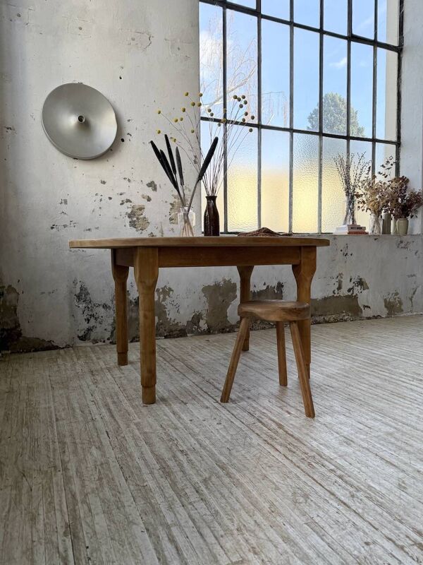 Table de ferme ovale en chêne, 1960