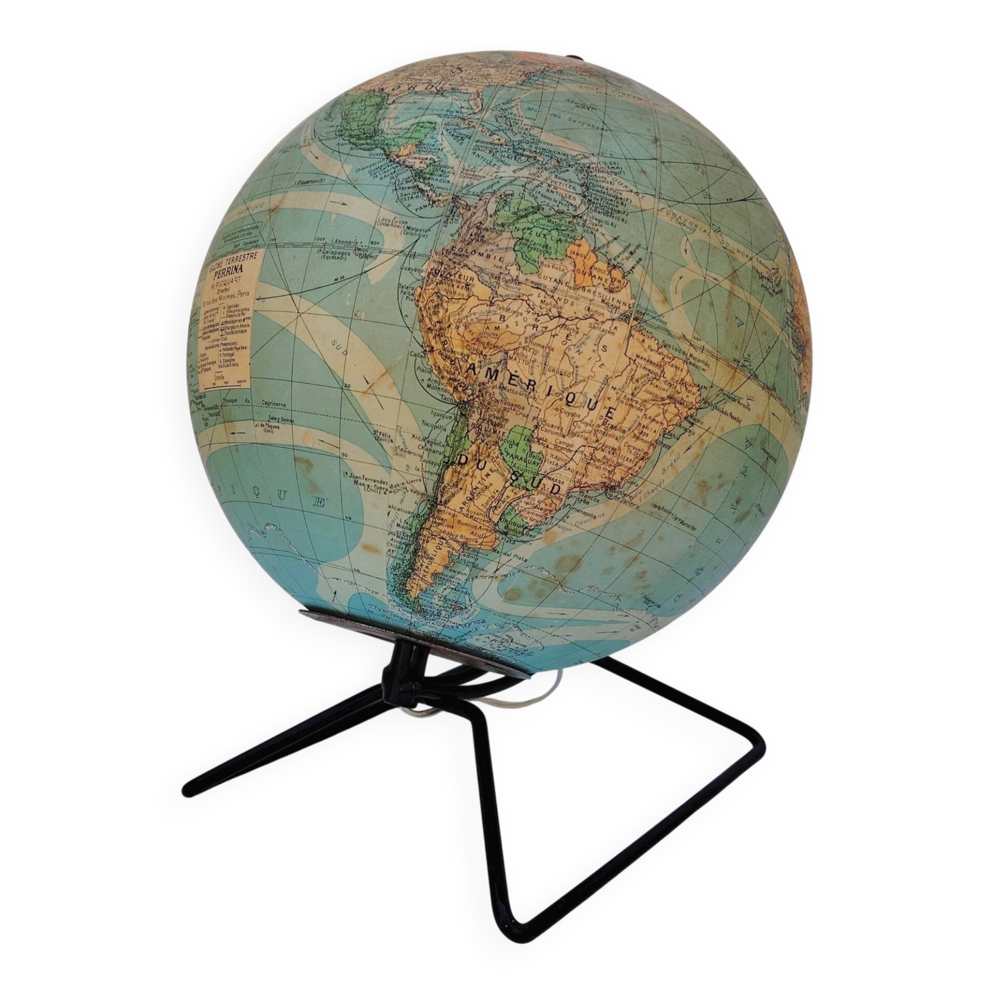 Illuminated glass globe, Perrina, vintage Picquart