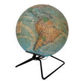 Globe terrestre lumineux en verre, Perrina, Picquart vintage