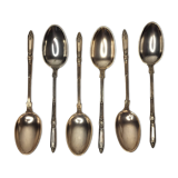 6 Art Nouveau silver-plated metal teaspoons