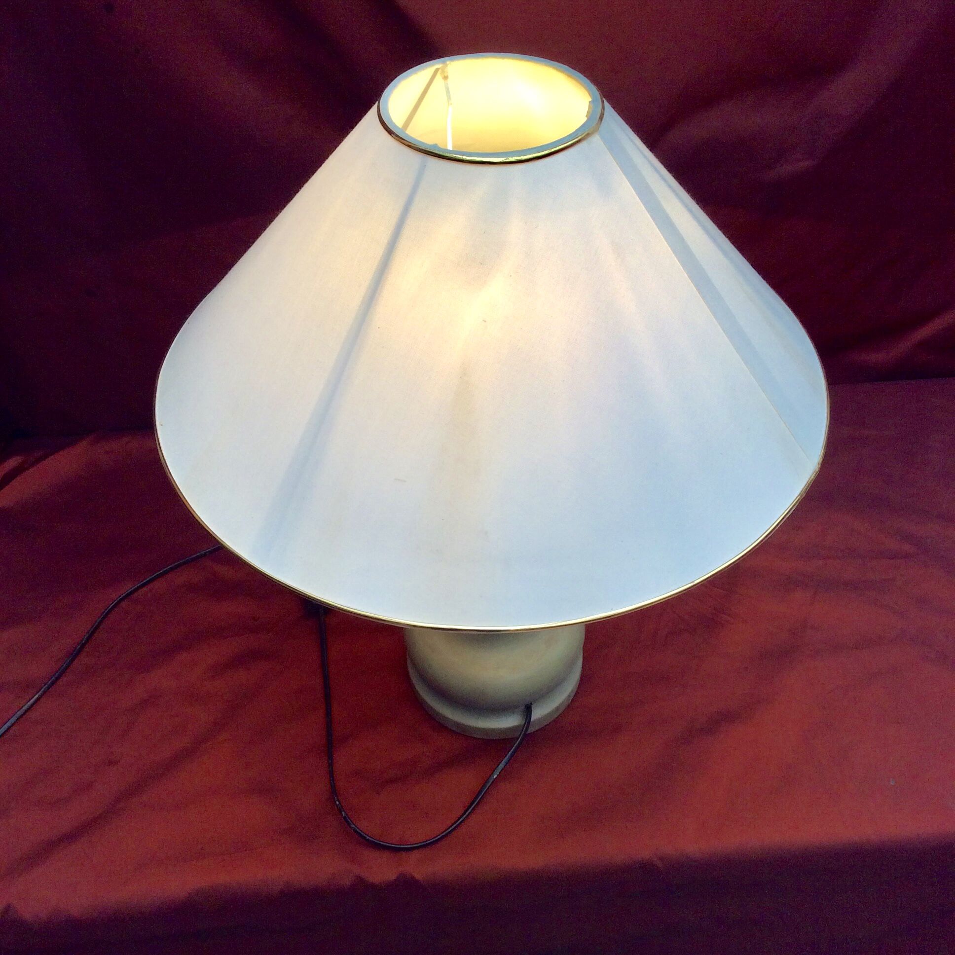 Wooden table lamp in light green color with lampshade