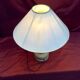 Wooden table lamp in light green color with lampshade