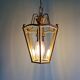 Pair of brass and bevelled glass pendant lights/lanterns, 1950-60.