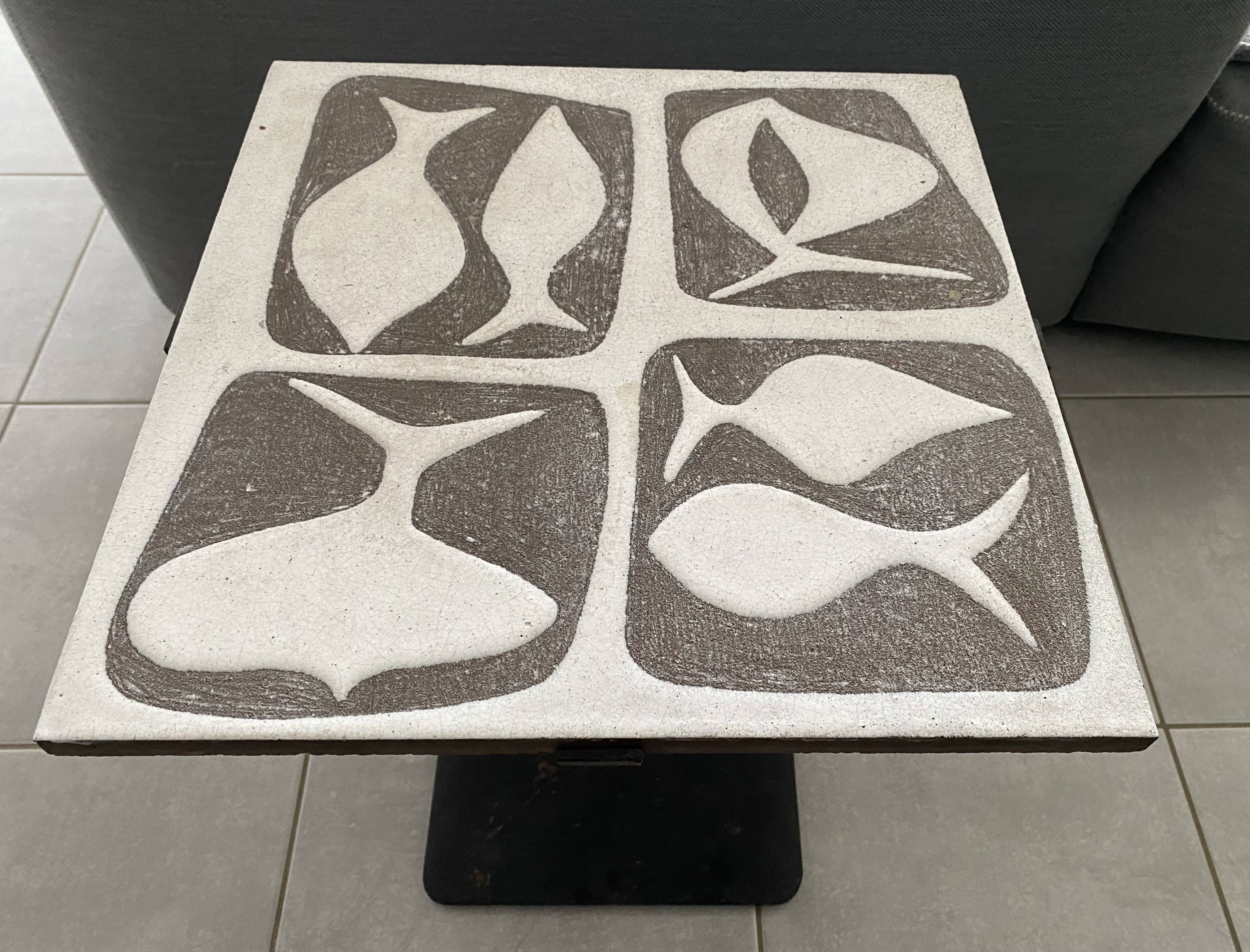 Small Sellette Vintage ceramic end table from the 50s and 60s