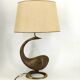 Large brass swan table lamp, 1960s