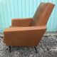 Former skai brown chair - black metal compass feet vintage 70s