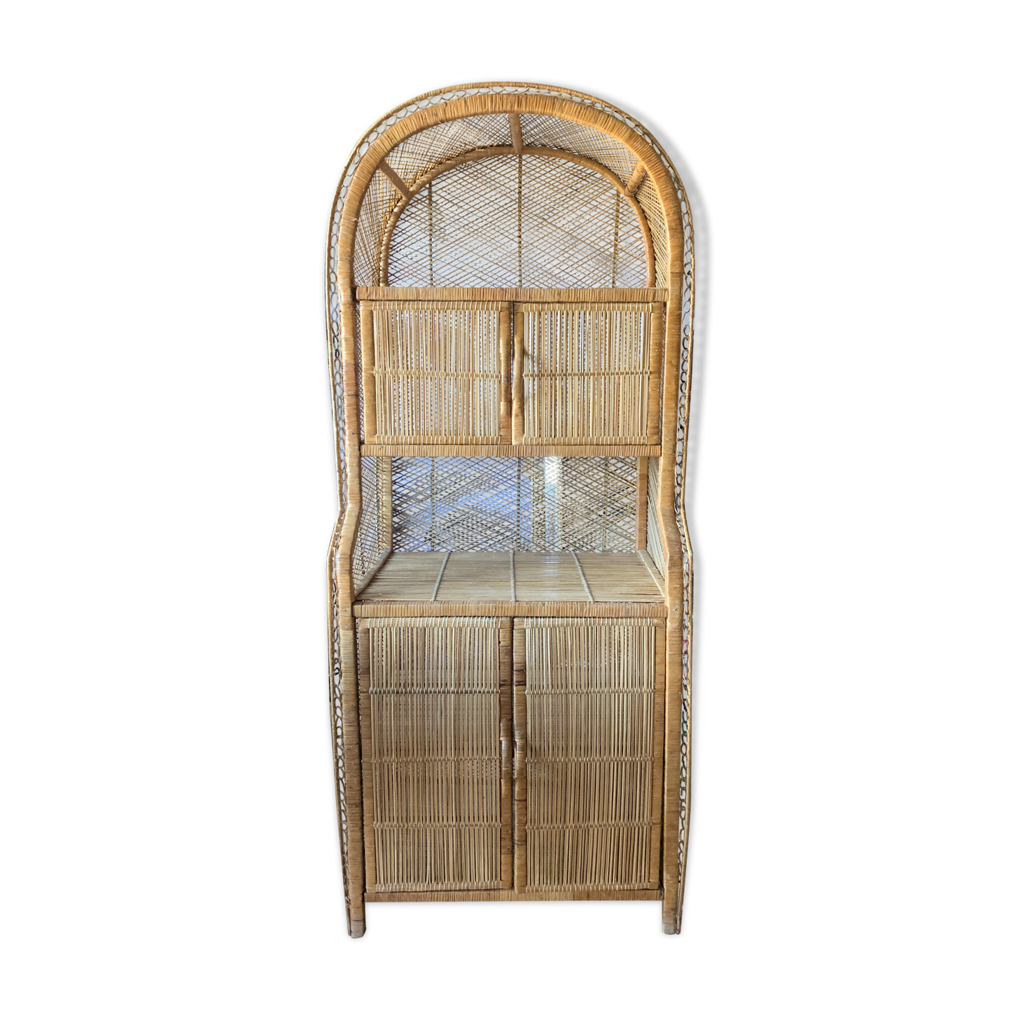 Vintage rattan bookcase